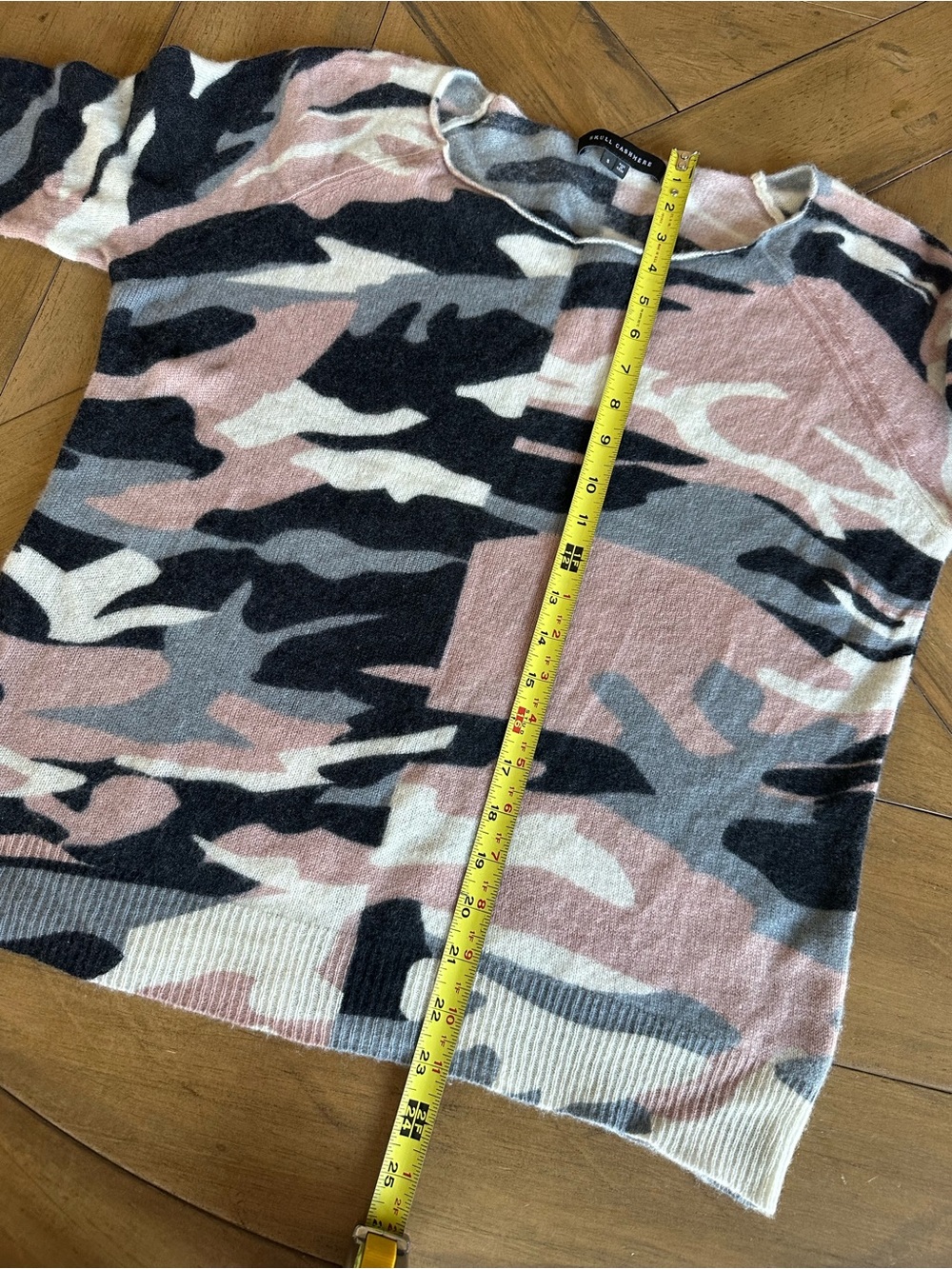Skull Cashmere Scout Camo Sweater Pink Gray Streetwear Whimsigoth Relaxed Small - Picture 5 of 8